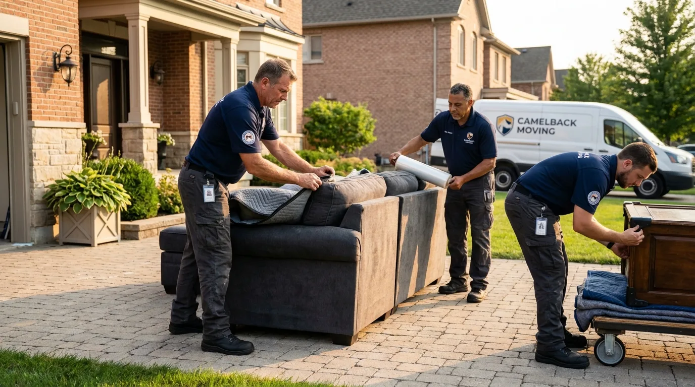 Large estate moving crew wrapping furniture in Holly, MI